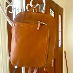 Genuine Brown Leather Backpack